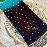 Dark Brown Blue Double Shaded Chiffon Saree -VS1831